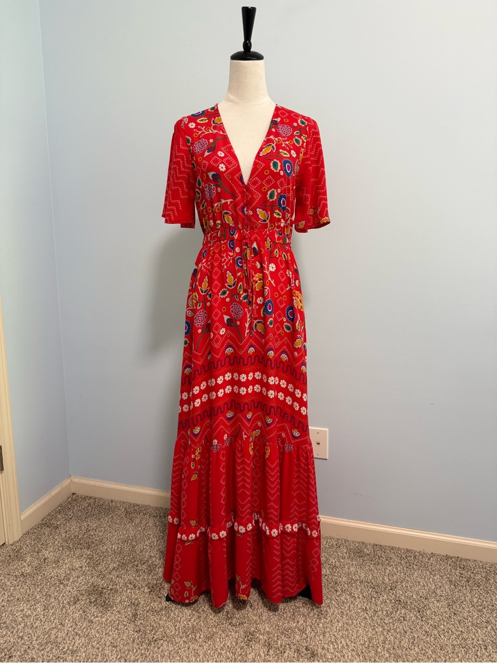 JAASE ANTHROPOLOGIE Maxi Dress Sz M Sweet Escape Ashland Boho Hippie Cottage - Picture 2 of 12